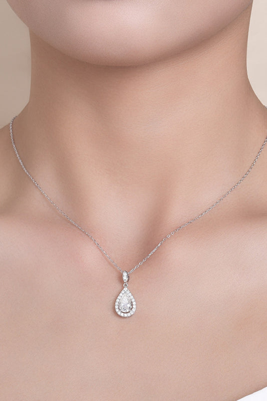 Collier en argent sterling 925 avec moissanite de 1,5 carat en forme de larme