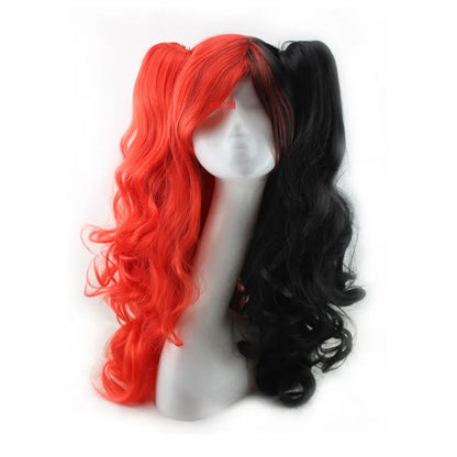 2020 Dangan Ronpa Monokuma Longues Queues De Cheval Bouclées Perruque Cosplay Costume Danganronpa Résistant À La Chaleur Synthétique Cheveux Femmes Cosplay Perruques