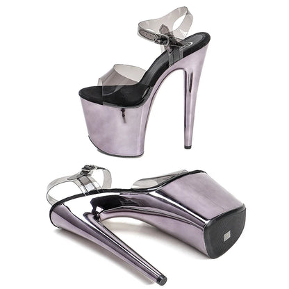 Leecabe 20cm/ 8 pouces PVC supérieur plate-forme sexy sandales à talons hauts chaussures de pole dance