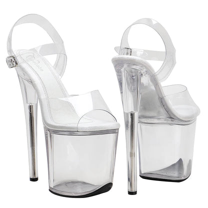 Leecabe 8 pouces/20 cm PVC tige femmes sandales à plateforme fête talons hauts chaussures pole dance chaussures