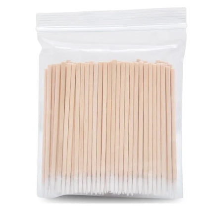 Lot de 100 cotons-tiges en bois pour ongles, bâtonnets de nettoyage, pointe en bois, tête en coton, correcteur de détails pour manucure, dissolvant de vernis à ongles, outil d'art