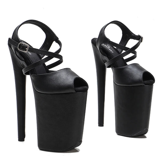 Leecabe 23CM/9 pouces dessus en PU mat plateforme sexy talons hauts sandales chaussures de pole dance