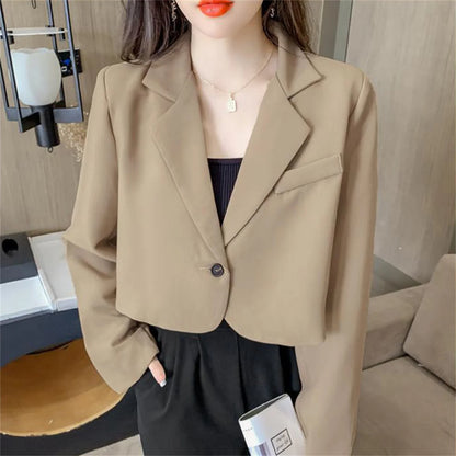 2024 Nouvelle mode coréenne Blazers courts pour femmes à manches longues boutonné veste de costume femme élégant tout match bureau Blazer femme