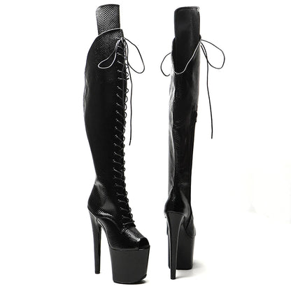 Leecabe 20CM/8 pouces Serpent Tige Bout Ouvert Tendance Mode Talon Haut Plateforme Bottes Pole Dance Bottes