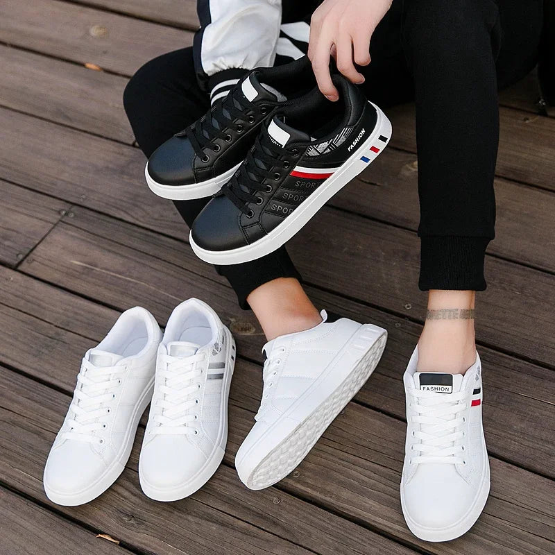 Baskets décontractées à lacets pour hommes, nouvelle mode, chaussures blanches, confort étudiant, sport, grande taille, chaussures vulcanisées, Zapatillas De Hombre, 2024