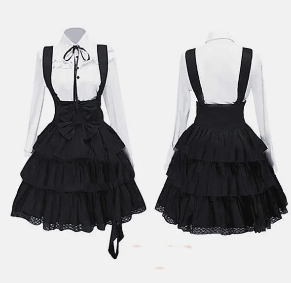 Robe Lolita classique pour femme 2022, tenues pour femmes d'inspiration vintage, Cosplay Anime Girl, robe chemise noire à manches longues et longueur genou