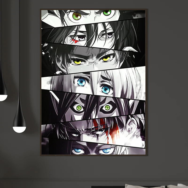 1pc Anime Eye Art Print Poster Abstrait Toile Peinture Intérieure Gamer Enfants Chambre Décorative Mur Photo Moderne Salon