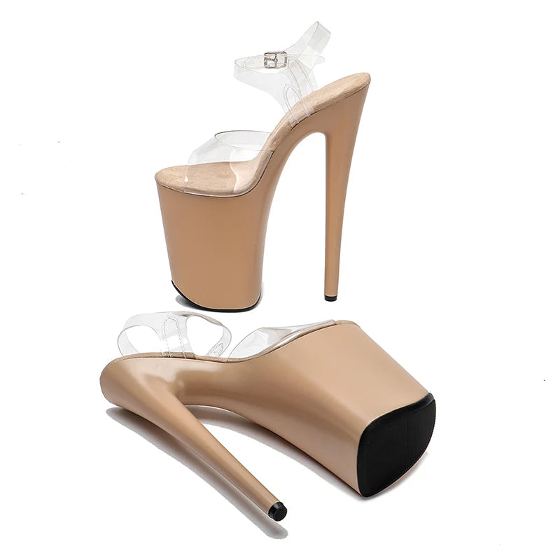 Leecabe 23CM/9 pouces PVC tige plate-forme sexy talons hauts sandales chaussures de pole dance