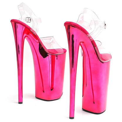 Leecabe 26CM/10 pouces PVC tige bout ouvert galvanoplastie talon haut plate-forme sexy exotique sandales de fête Pole Dance chaussures