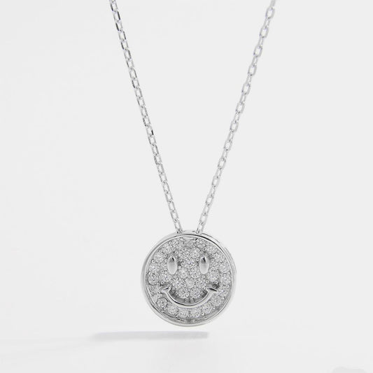 Collier Smiley en argent sterling 925 et zircons